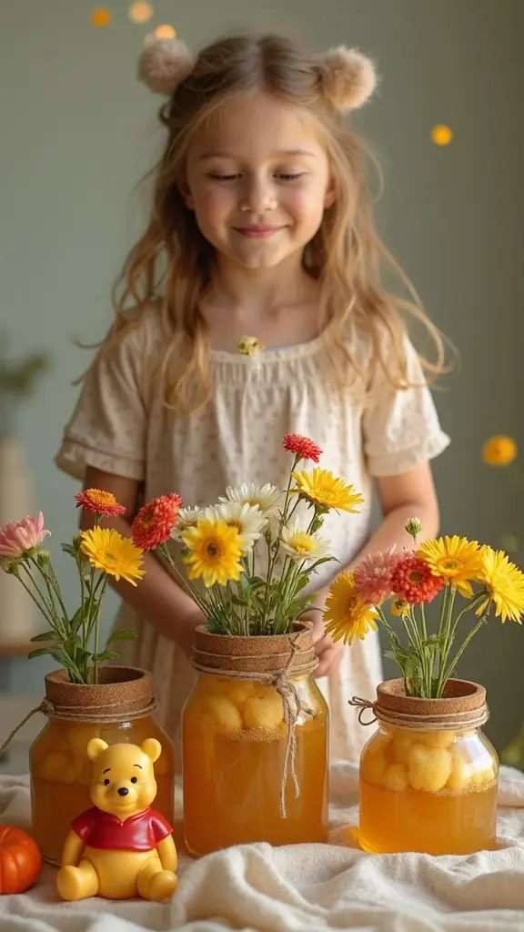 21 Winnie the Pooh Baby Shower Ideas That Are Too Cute - 2. Honey Pot Centerpieces