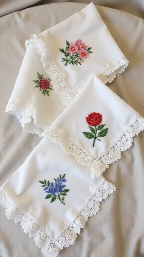 22 Best Father’s Day Gifts From Kids That Melt Hearts - 11. Embroidered Handkerchiefs
