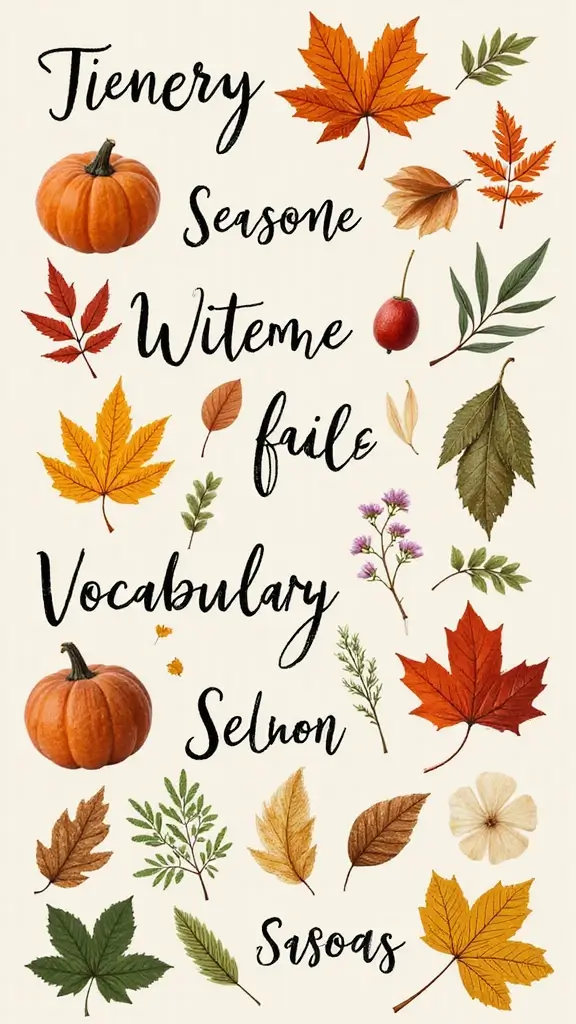 25 Best Visionboard Aesthetic Ideas to Manifest Your Dreams - 17. Seasonal Vocabulary Board