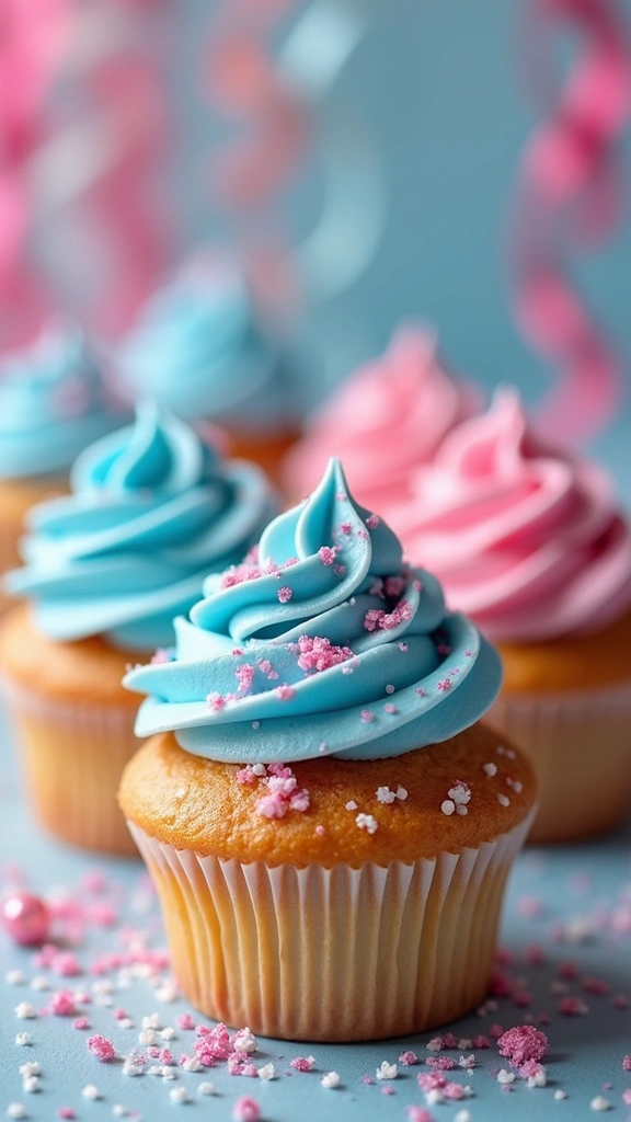 21 Parenting-Favorite Cupcake Designs to Announce Your Baby’s Gender - 1. Classic Blue and Pink Swirls