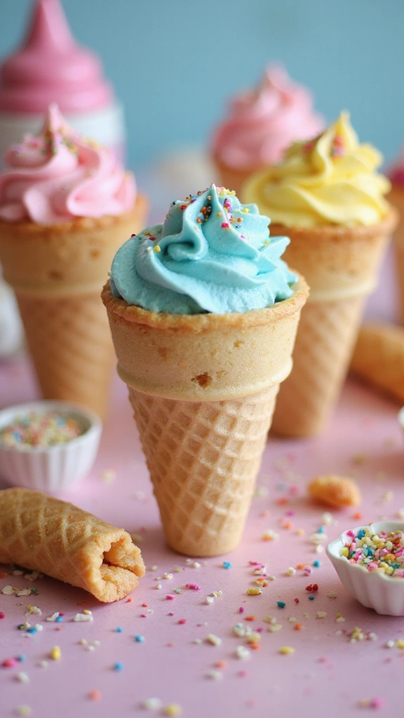 21 Parenting-Favorite Cupcake Designs to Announce Your Baby’s Gender - 13. Cupcake Cones