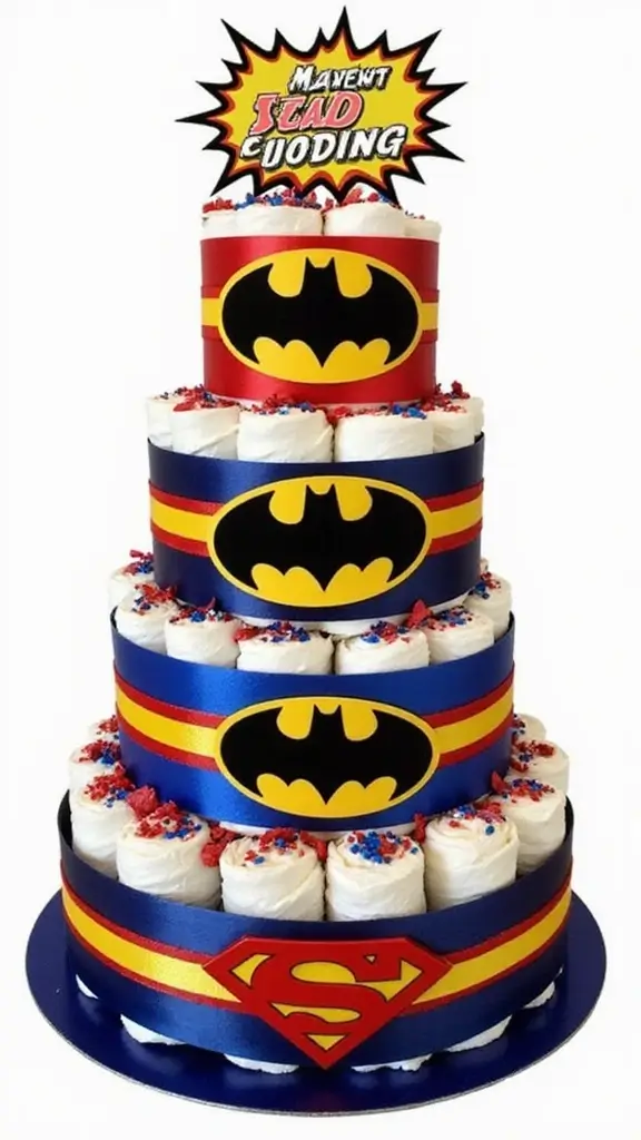 21 Unique Diaper Cake Ideas That Will Melt Any Mom’s Heart - 10. Superhero Squad