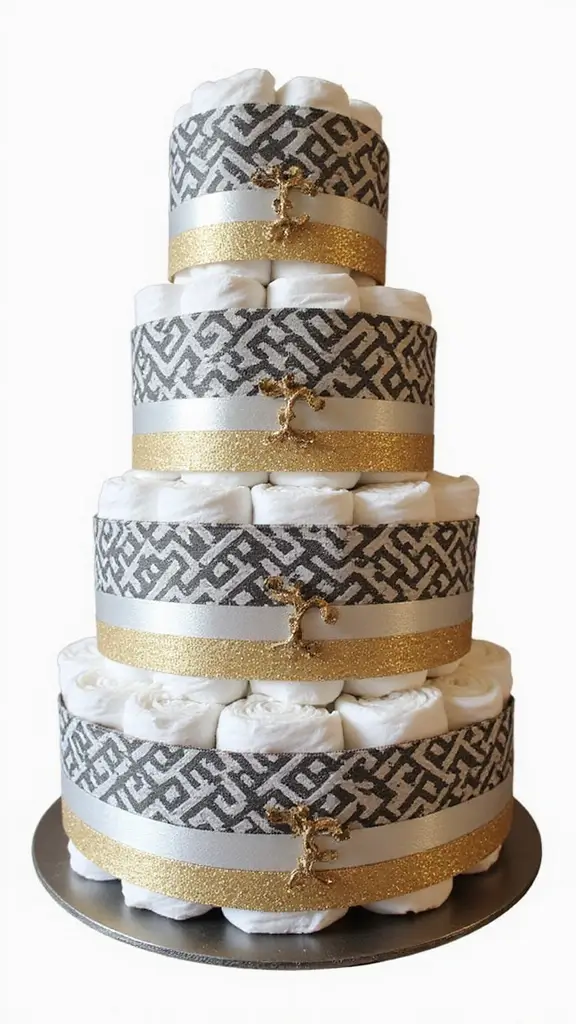 21 Unique Diaper Cake Ideas That Will Melt Any Mom’s Heart - 21. Geometric Glam
