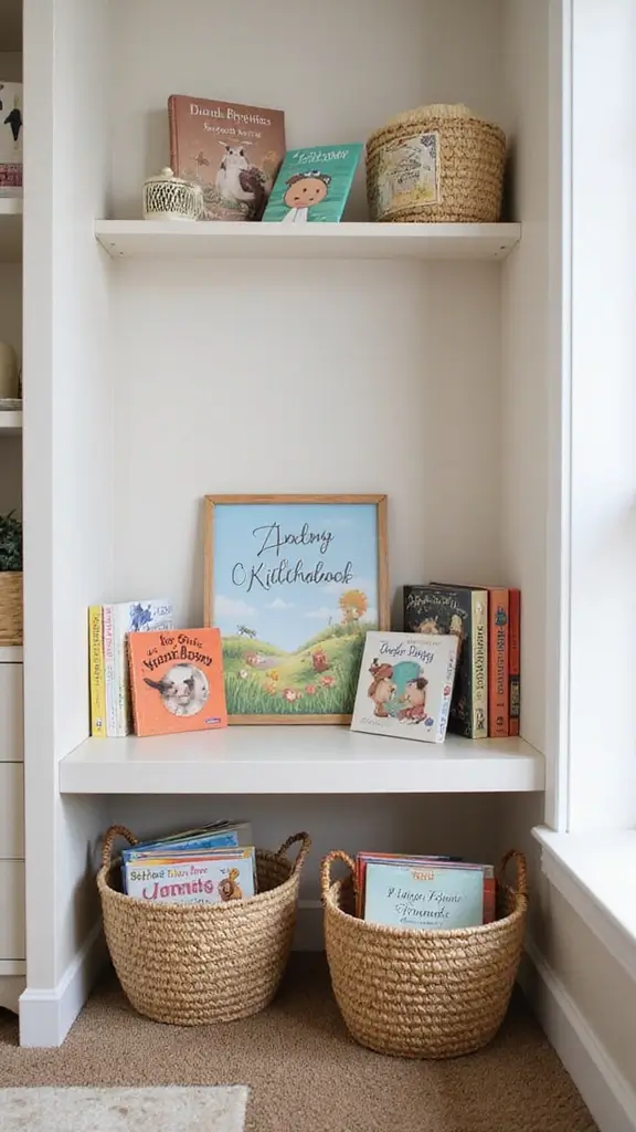 23 Baby Room Organization Tips That'll Make You Say 'Why Didn't I Think of That?!' - 17. Use Decorative Baskets for Books