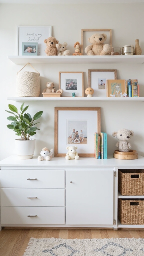 23 Baby Room Organization Tips That'll Make You Say 'Why Didn't I Think of That?!' - 9. Use Wall Shelves for Decorative Storage