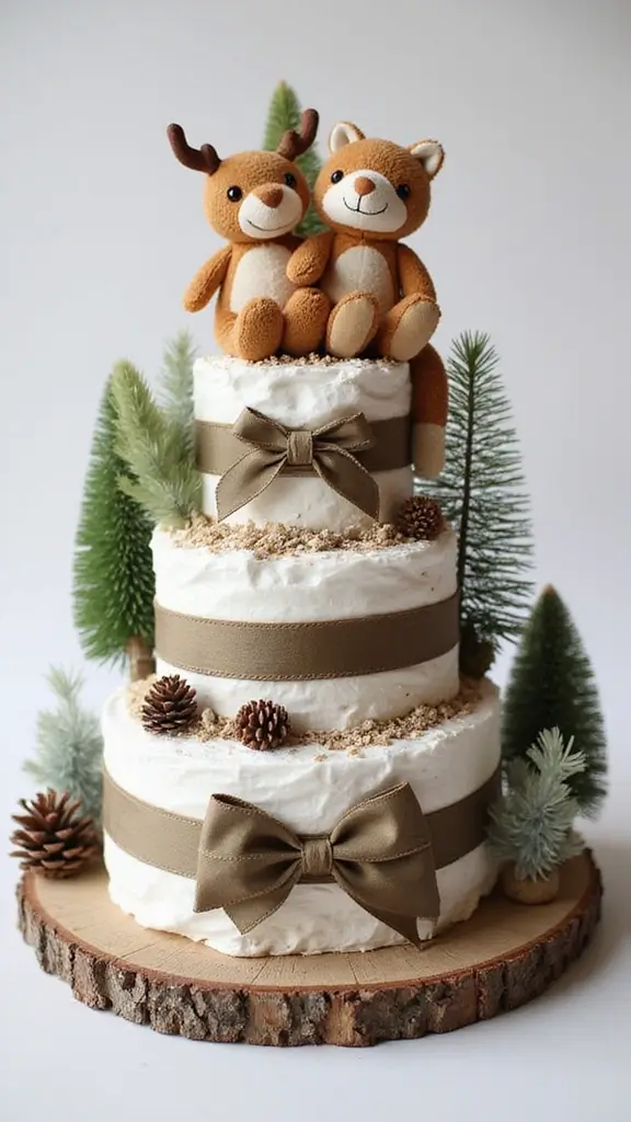 23 Inspiring Diaper Cake Ideas to Welcome Your Little One - 1. Woodland Wonder