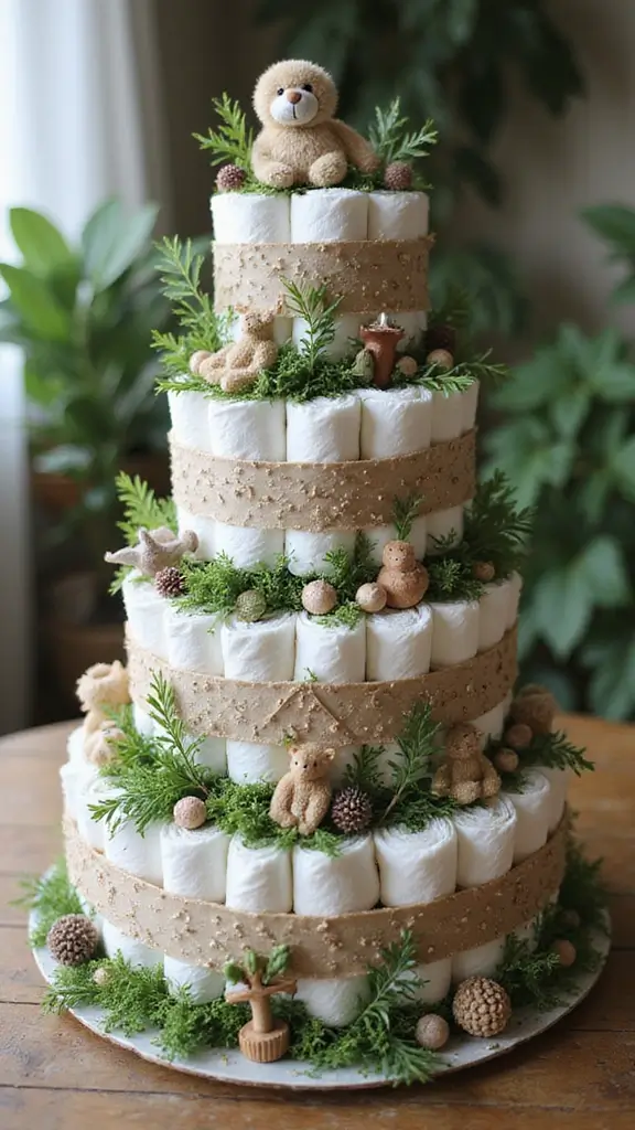 23 Inspiring Diaper Cake Ideas to Welcome Your Little One - 19. Enchanted Forest