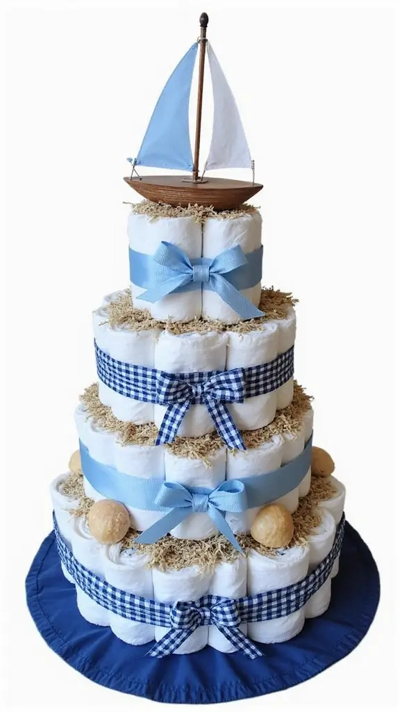 23 Inspiring Diaper Cake Ideas to Welcome Your Little One - 2. Nautical Adventure