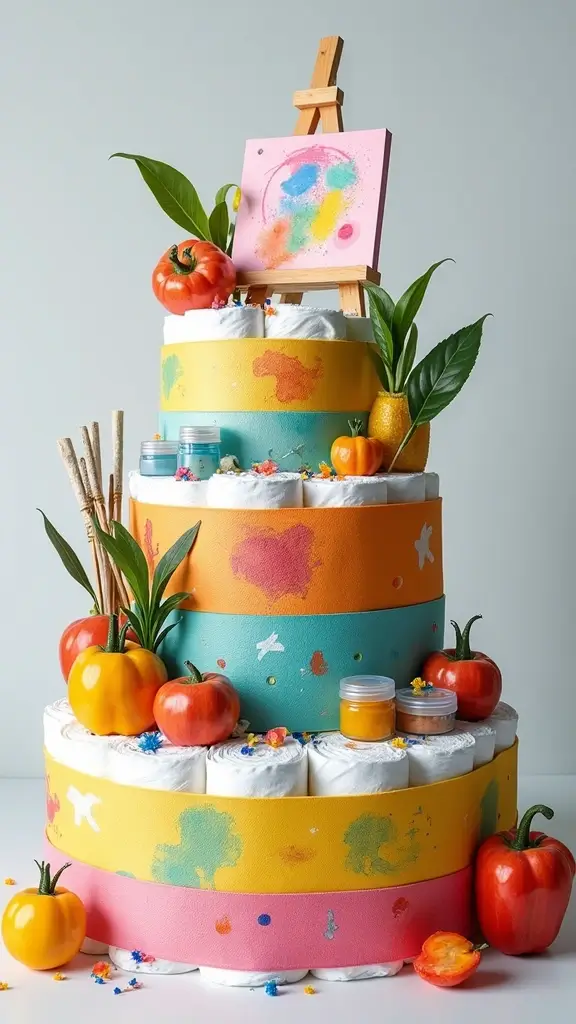 23 Inspiring Diaper Cake Ideas to Welcome Your Little One - 21. Artistic Expression