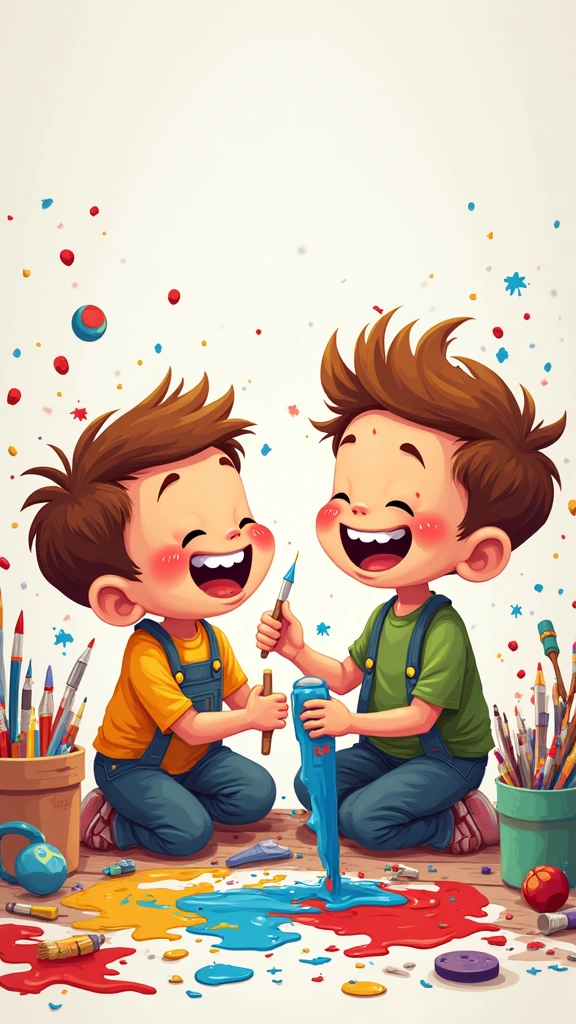 23 Twin Boy Moments That Will Make You Smile - 6. The Messy Art Session