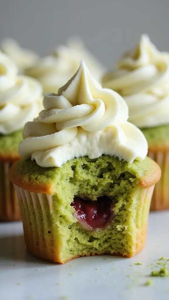 25 Parenting-Approved Gender Reveal Cupcake Ideas Everyone Will Love - 17. Matcha Cupcakes with Pink or Blue Filling