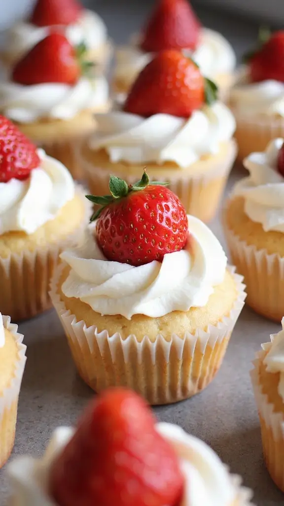 25 Parenting-Approved Gender Reveal Cupcake Ideas Everyone Will Love - 8. Strawberries and Cream Cupcakes