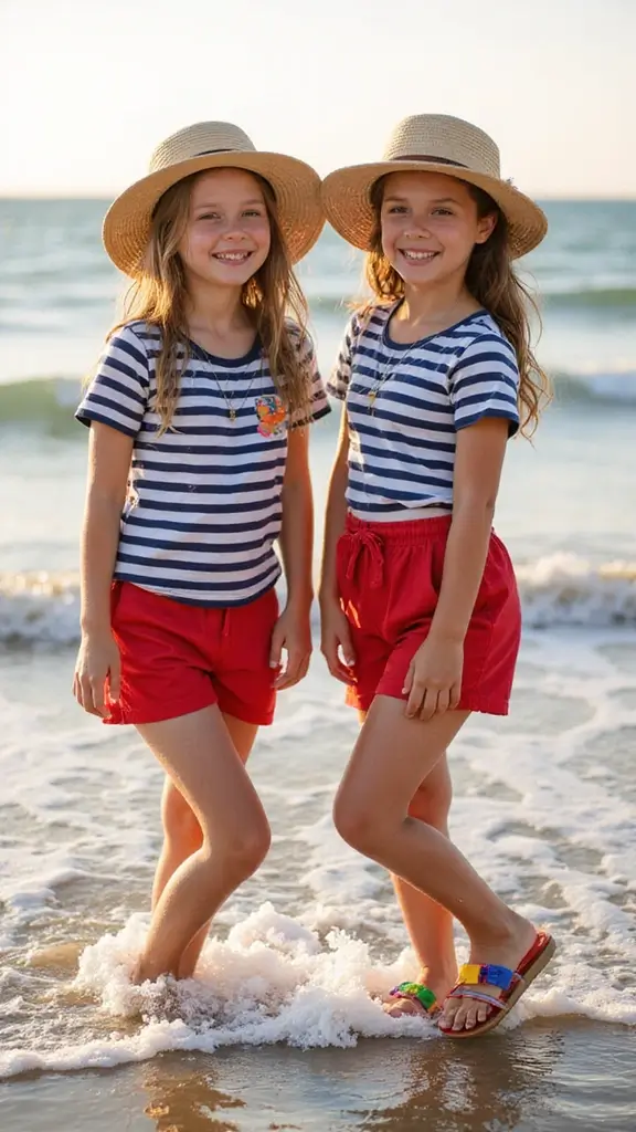 26 Matching Outfit Ideas for Twins You’ll Love - 10. Nautical-Inspired Looks