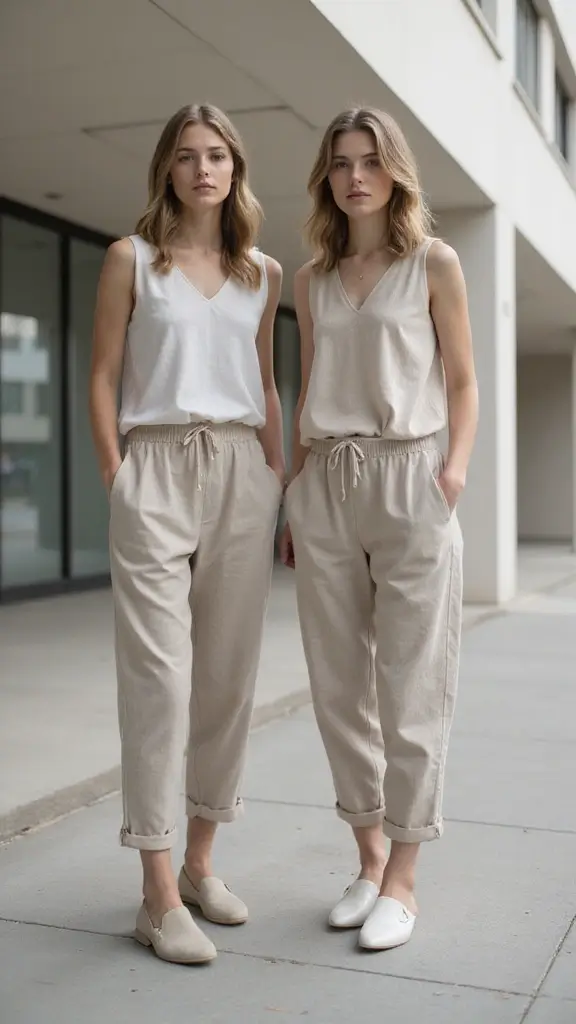 26 Matching Outfit Ideas for Twins You’ll Love - 20. Modern Minimalism