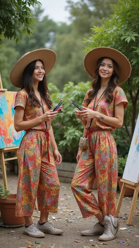 26 Matching Outfit Ideas for Twins You’ll Love - 25. Artsy and Creative Styles