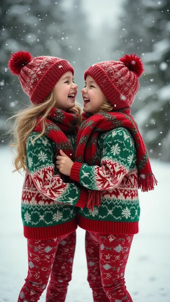 26 Matching Outfit Ideas for Twins You’ll Love - 9. Festive Holiday Outfits