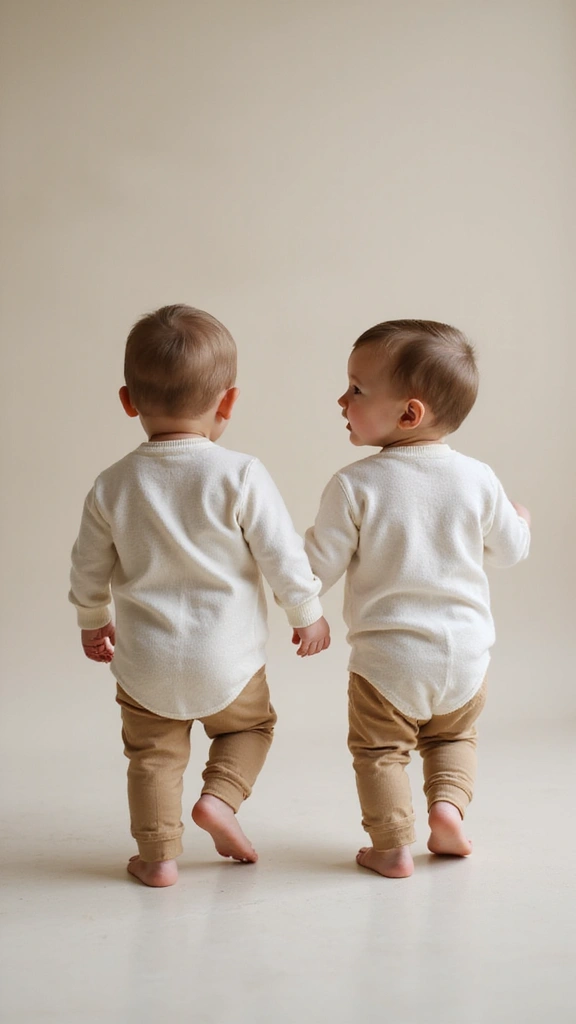 27 Adorable Twin Baby Photos That Melt Hearts - 8. First Steps Together