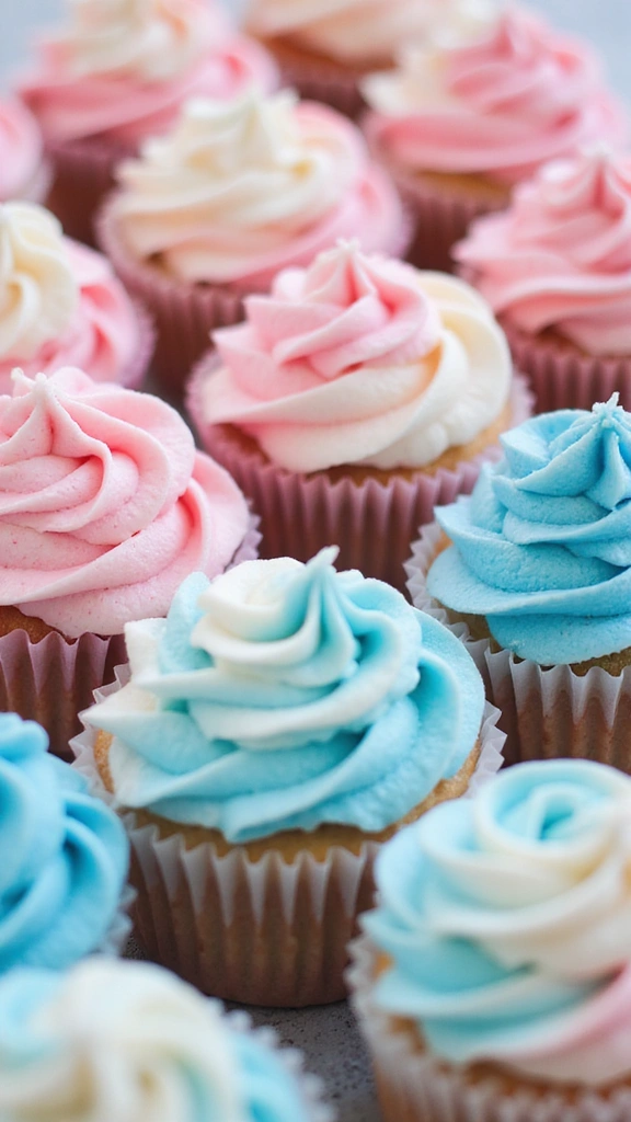27 Gender Reveal Cupcake Ideas That Will Leave Your Guests Speechless! - 3. Ombre Gender Reveal Cupcakes